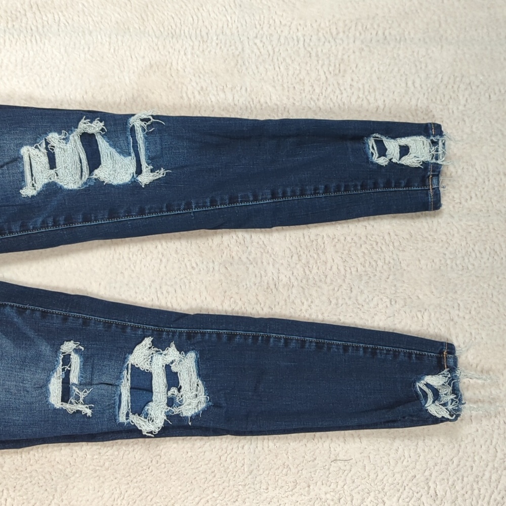 American Eagle Women's Dark Wash Patchwork Hi-Ris… - image 2